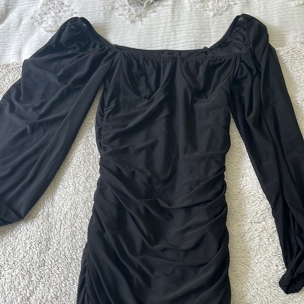 black body con dress with sleeves